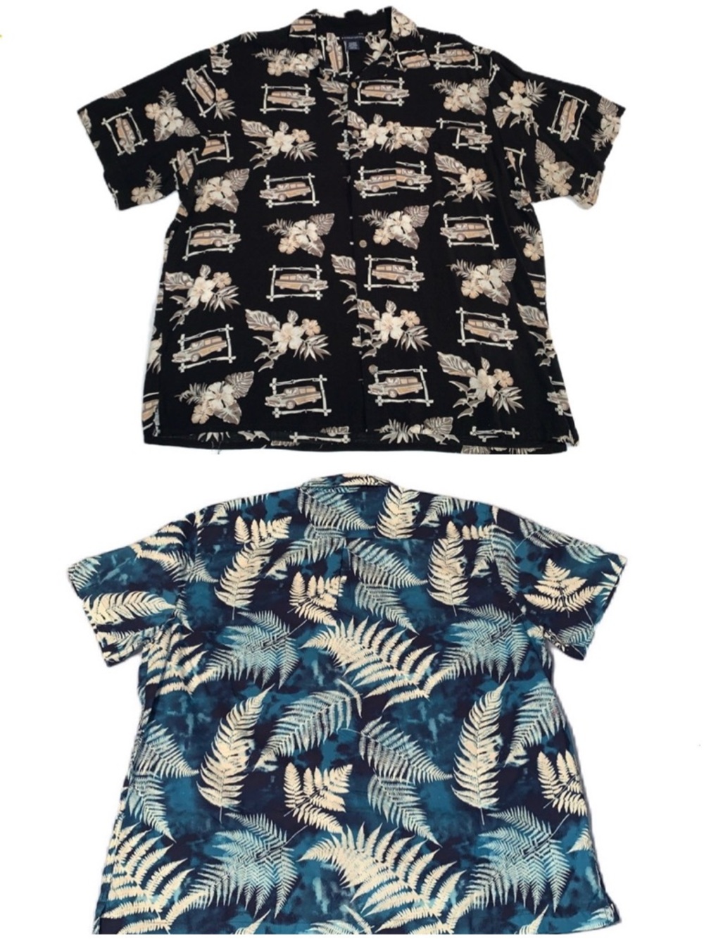 Hawaiian Tropical Short Sleeve Shirts XL Blue Black Knights Bridge Sun & Stone - Picture 2 of 9